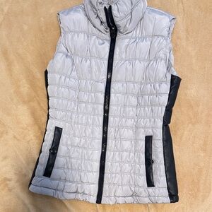 Women's Gray and Black Puffer Vest